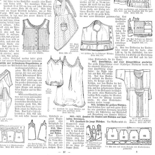 Anleitung mit Schnittmustern zur Anfertigung von Kinderkleidung aus zerrissenen Hemden und alten Bettlaken, um 1900. © Museum Tuppenhof