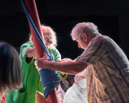 Clown Anatoli Akerman (links) mit Jürgen Rau; Foto: (c) by Klaus Stevens Kaarst