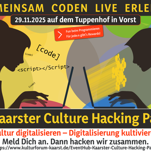 Die Kaarster Culture Hacking Party 4 auf dem Tuppenhof in Kaarst; Design: Frank Ahlert