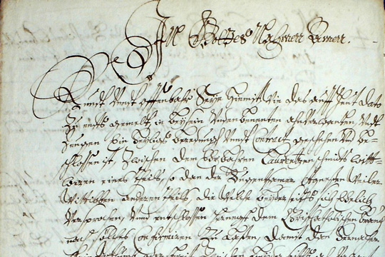 Ehevertrag von 1721 im Archiv Tuppenhof