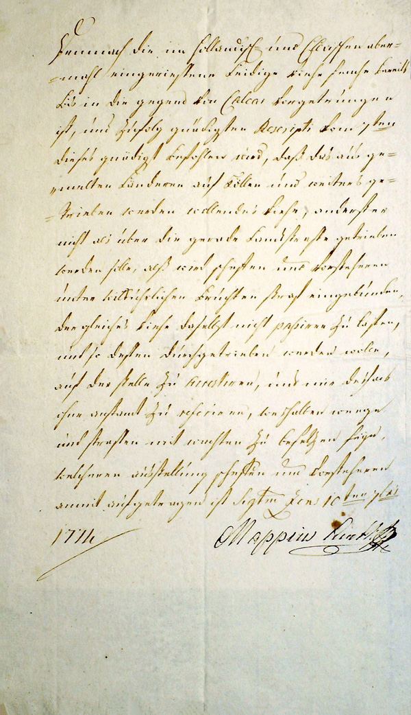 Maßnahme gegen Viehseuche im Jahre 1774; Dokumenten-Archiv des Tuppenhofs. [AT-0082-01]